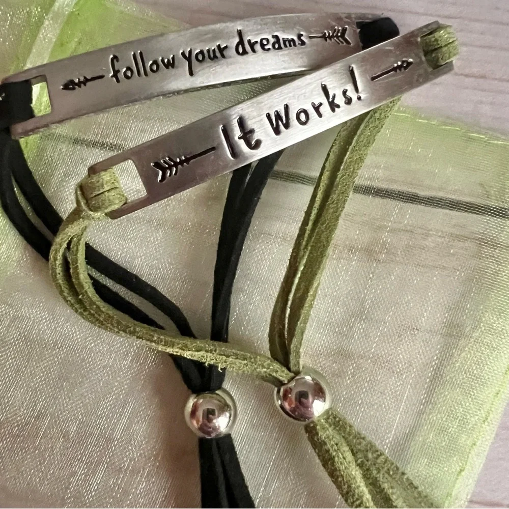 3/$15 Follow Your Dreams Adjustable Inspiration Bracelets Set of 2 New NWOT